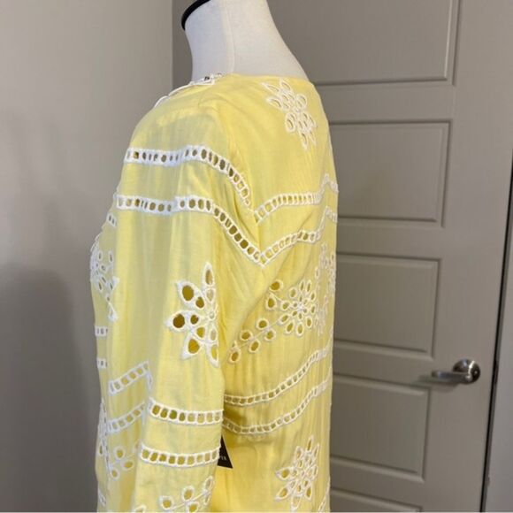 Boston Proper Embellished Beaded Crochet Lace Tunic Dress Yellow Sz Small NEW - Picture 8 of 11